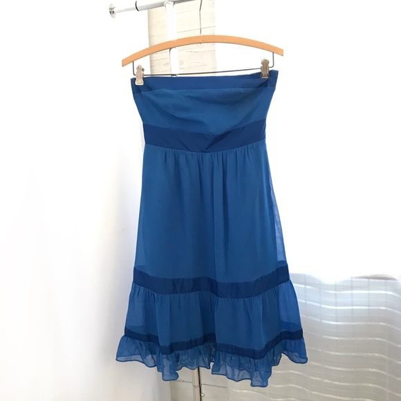 Anthropologie Dresses & Skirts - Moulinette Soeurs Royal Blue Silk Strapless Dress